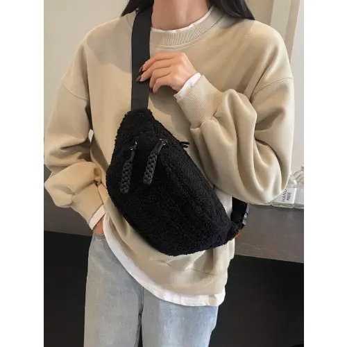 Sherpa Crossbody Bag with Adjustable Strap for Cozy Style