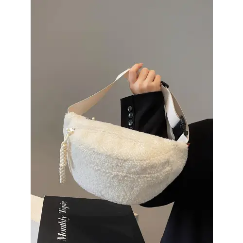 Sherpa Crossbody Bag with Adjustable Strap for Cozy Style