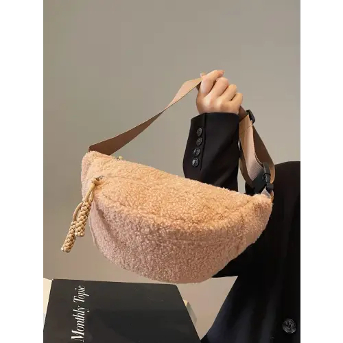 Sherpa Crossbody Bag with Adjustable Strap for Cozy Style