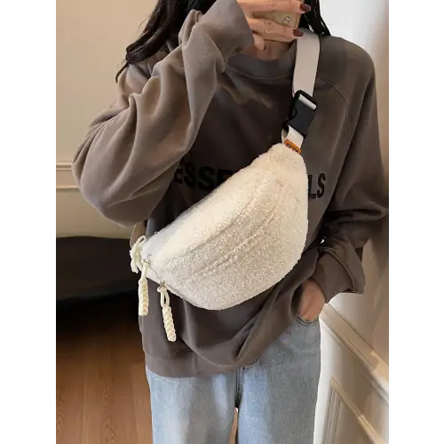 Sherpa Crossbody Bag with Adjustable Strap for Cozy Style