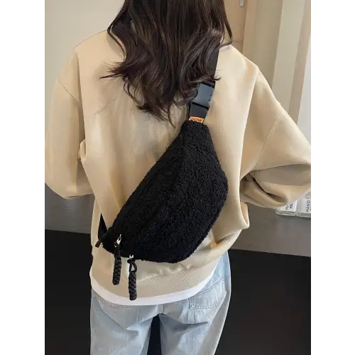 Sherpa Crossbody Bag with Adjustable Strap for Cozy Style