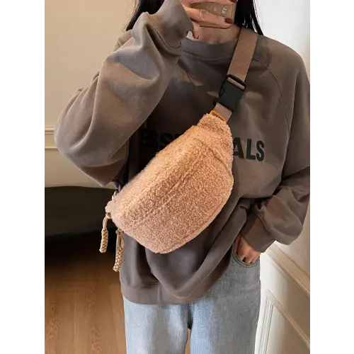 Sherpa Crossbody Bag with Adjustable Strap for Cozy Style