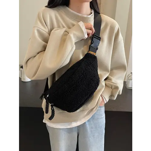 Sherpa Crossbody Bag with Adjustable Strap for Cozy Style