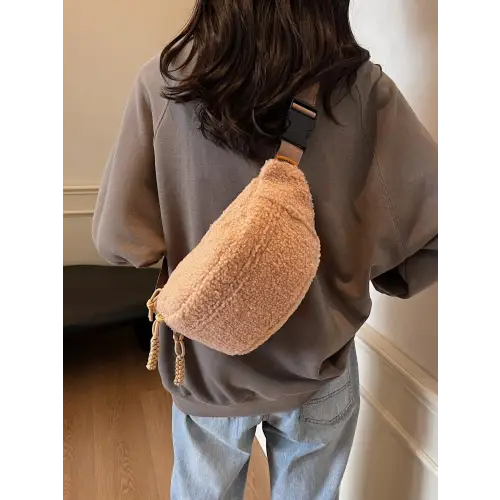Sherpa Crossbody Bag with Adjustable Strap for Cozy Style