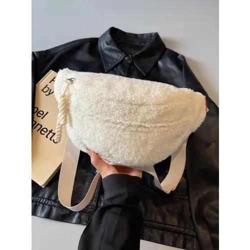 Sherpa Crossbody Bag with Adjustable Strap for Cozy Style