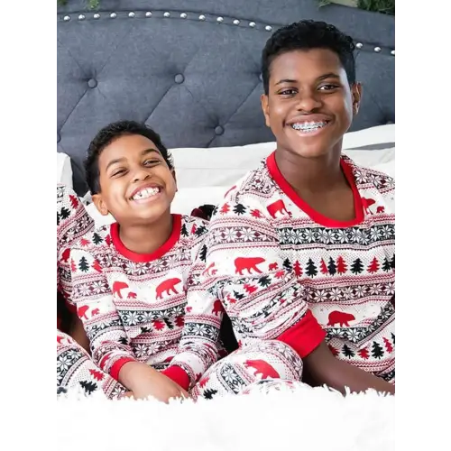 Festive Christmas Long Sleeve Pajamas Set for Kids and Dogs