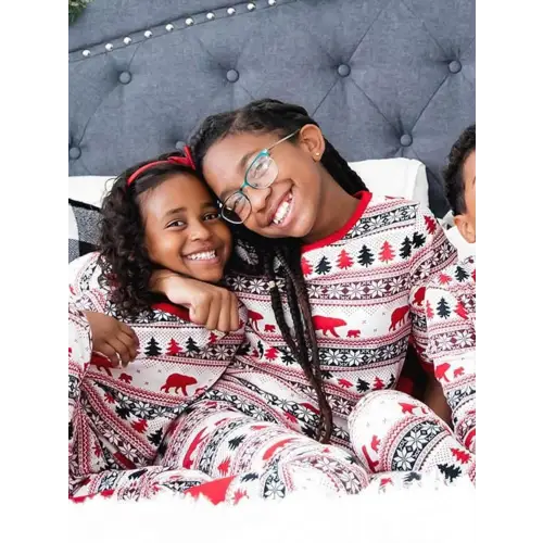 Festive Christmas Long Sleeve Pajamas Set for Kids and Dogs