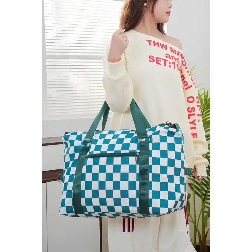 Checkered Multi-Pocket Travel Bags for Stylish Adventures