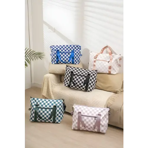Checkered Multi-Pocket Travel Bags for Stylish Adventures