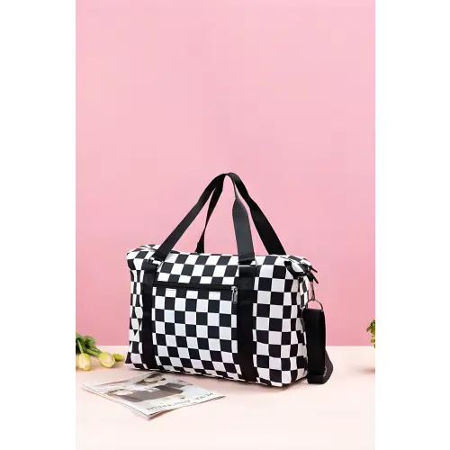 Checkered Multi-Pocket Travel Bags for Stylish Adventures