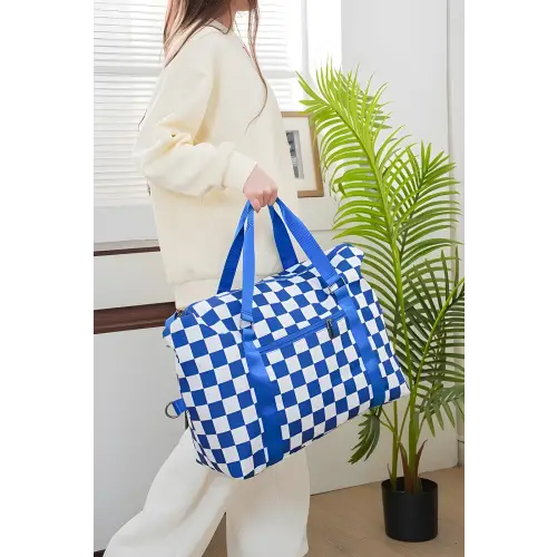 Checkered Multi-Pocket Travel Bags for Stylish Adventures