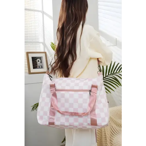 Checkered Multi-Pocket Travel Bags for Stylish Adventures