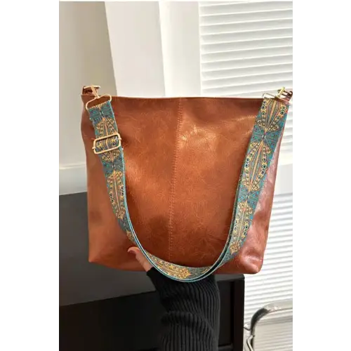 Retro Pattern Vegan Leather Crossbody Bag