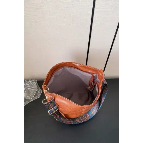 Retro Pattern Vegan Leather Crossbody Bag