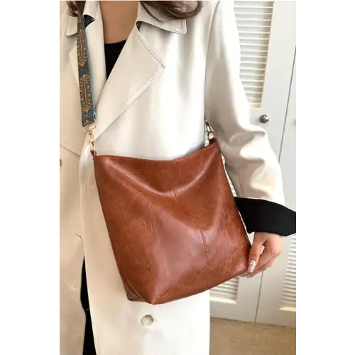 Retro Pattern Vegan Leather Crossbody Bag Camel One Size