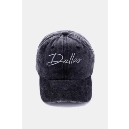 Washed Dallas Embroidered Baseball Cap Dallas Black One Size